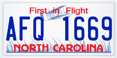 NC license plate AFQ1669