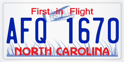 NC license plate AFQ1670