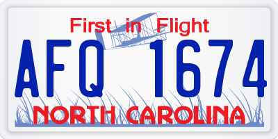 NC license plate AFQ1674