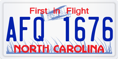 NC license plate AFQ1676