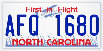NC license plate AFQ1680