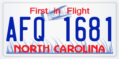 NC license plate AFQ1681