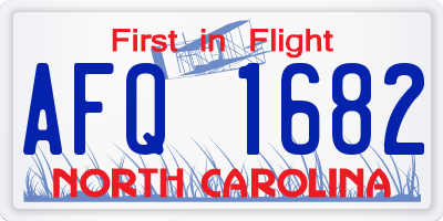NC license plate AFQ1682