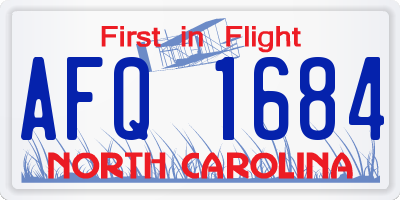 NC license plate AFQ1684