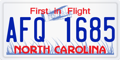 NC license plate AFQ1685