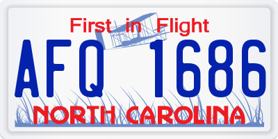 NC license plate AFQ1686