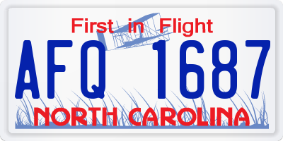 NC license plate AFQ1687