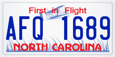 NC license plate AFQ1689