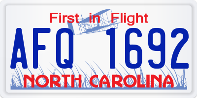 NC license plate AFQ1692