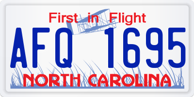 NC license plate AFQ1695
