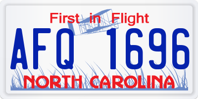 NC license plate AFQ1696