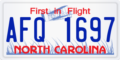 NC license plate AFQ1697