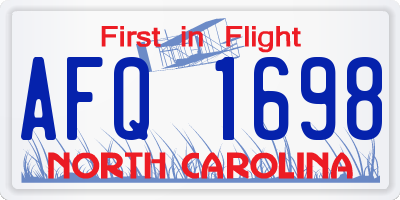 NC license plate AFQ1698