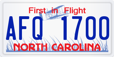 NC license plate AFQ1700