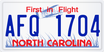 NC license plate AFQ1704