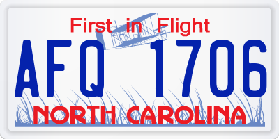 NC license plate AFQ1706