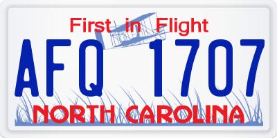 NC license plate AFQ1707