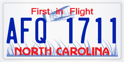 NC license plate AFQ1711