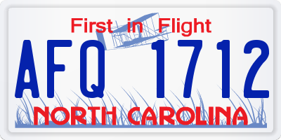 NC license plate AFQ1712