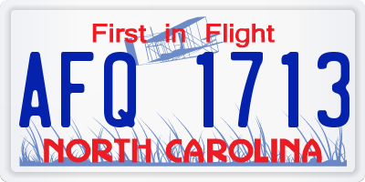 NC license plate AFQ1713