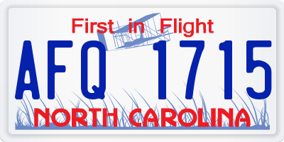 NC license plate AFQ1715