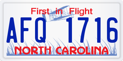 NC license plate AFQ1716