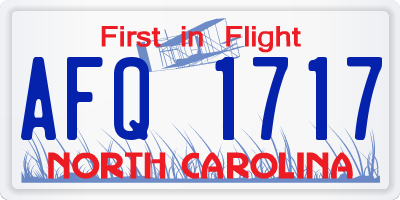 NC license plate AFQ1717