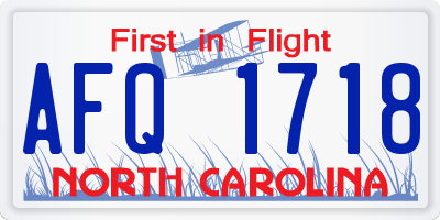 NC license plate AFQ1718