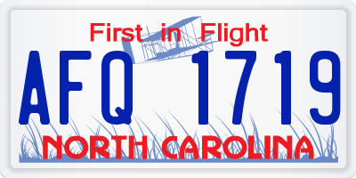 NC license plate AFQ1719