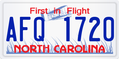 NC license plate AFQ1720