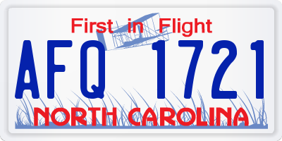 NC license plate AFQ1721