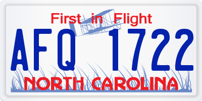 NC license plate AFQ1722