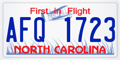 NC license plate AFQ1723