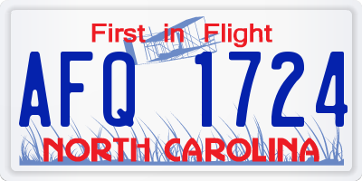 NC license plate AFQ1724