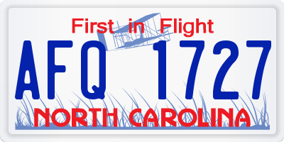 NC license plate AFQ1727