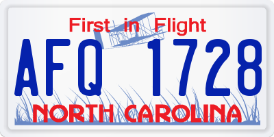 NC license plate AFQ1728