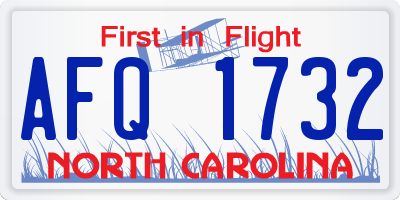 NC license plate AFQ1732