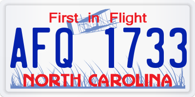 NC license plate AFQ1733