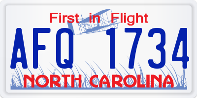 NC license plate AFQ1734