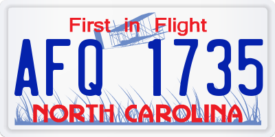 NC license plate AFQ1735