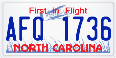 NC license plate AFQ1736