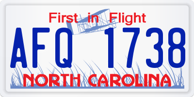 NC license plate AFQ1738