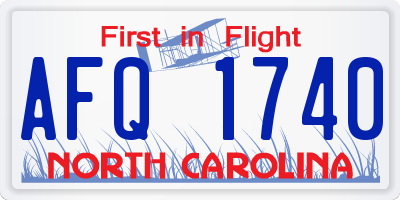 NC license plate AFQ1740