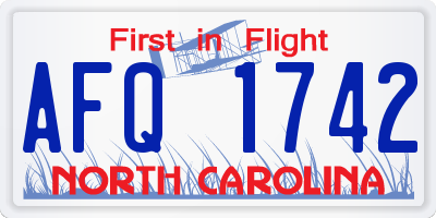 NC license plate AFQ1742