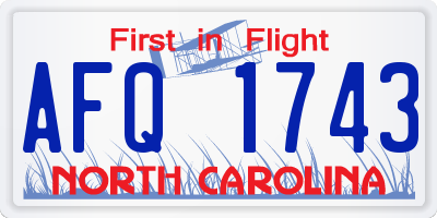 NC license plate AFQ1743