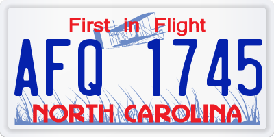 NC license plate AFQ1745
