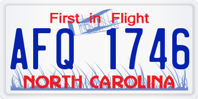 NC license plate AFQ1746