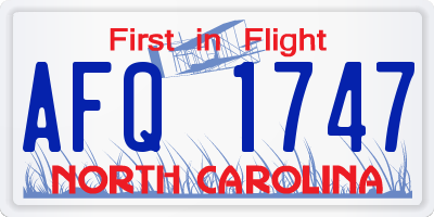 NC license plate AFQ1747