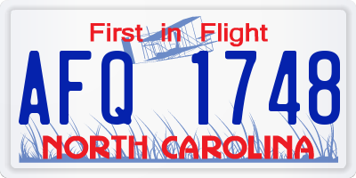 NC license plate AFQ1748