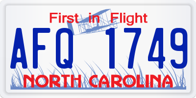 NC license plate AFQ1749